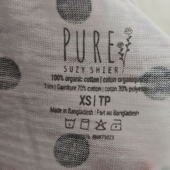 Suzy Shier Organic Cotton Lace Detail Sleeveless Polka Dot Top XS White/ Black - Picture 7 of 16